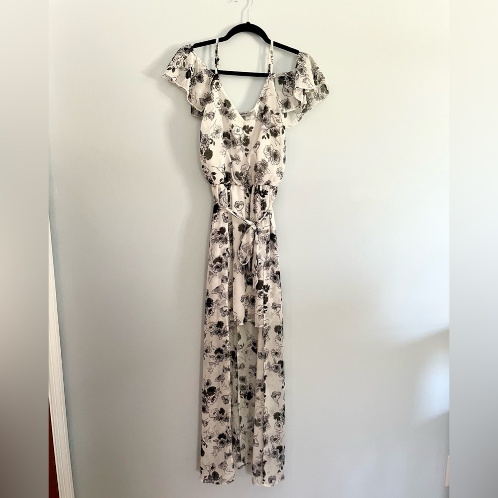 White Floral High Low Dress Engagement/ Bridal Shower Dress